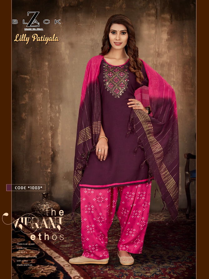 Lilly patiyala Z Black Rayon Patiyala Readymade Suits